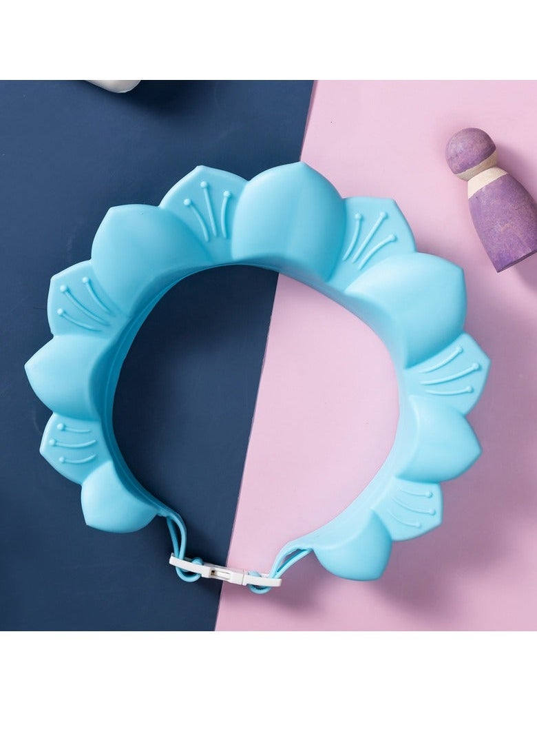 Baby Shower Cap Adjustable Silicone Shampoo Bath Protection Safe Hat Waterproof Bathing Infants Soft for Toddlers Kids Children Clip Blue