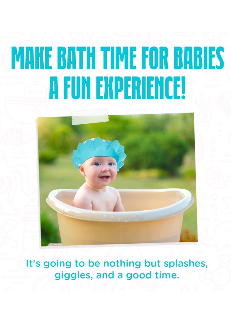 Baby Shower Cap Adjustable Silicone Shampoo Bath Protection Safe Hat Waterproof Bathing Infants Soft for Toddlers Kids Children Clip Blue