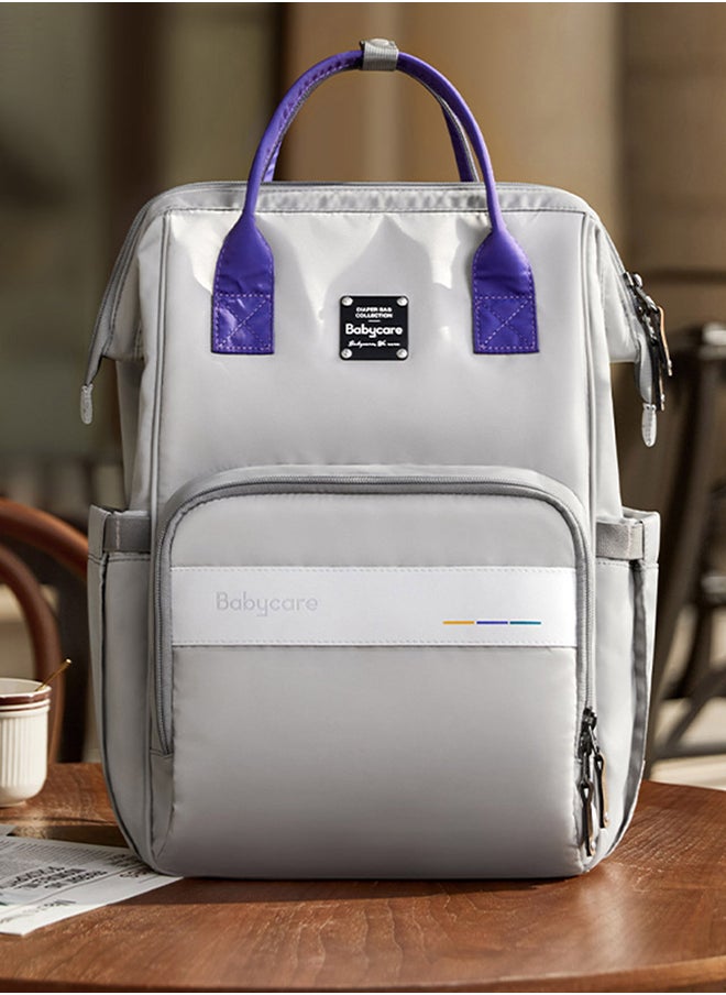Babycare - On-the-Go Travel Diaper Bag – Compact Grey Baby Organizer with Bottle Holders & Storage Compartments - Larges