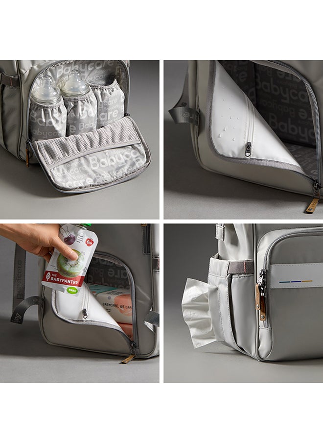 Babycare - On-the-Go Travel Diaper Bag – Compact Grey Baby Organizer with Bottle Holders & Storage Compartments - Larges