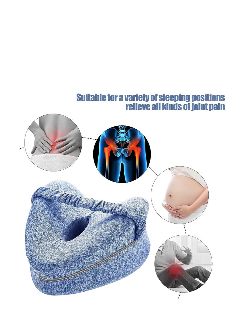 Knee Pillow for Side Sleepers with Elastic Strap, Memory Foam Leg Pillow, Ideal Spine Alignment, Hip, Back u0026 Joint Pain Relief , Better Sleeping Breathable Washable Cover