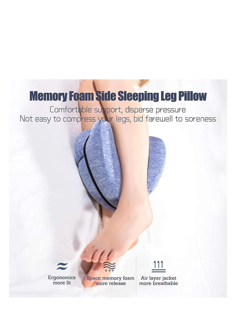 Knee Pillow for Side Sleepers with Elastic Strap, Memory Foam Leg Pillow, Ideal Spine Alignment, Hip, Back u0026 Joint Pain Relief , Better Sleeping Breathable Washable Cover