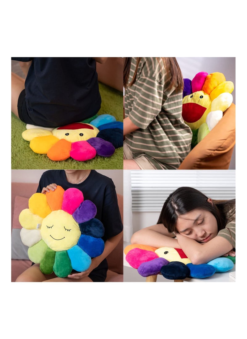 Sunflower Flower Plush Pillow, Soft and Comfortable Smiley Cushion Colorful Sun for Home Bedroom Shop Restaurant Decor