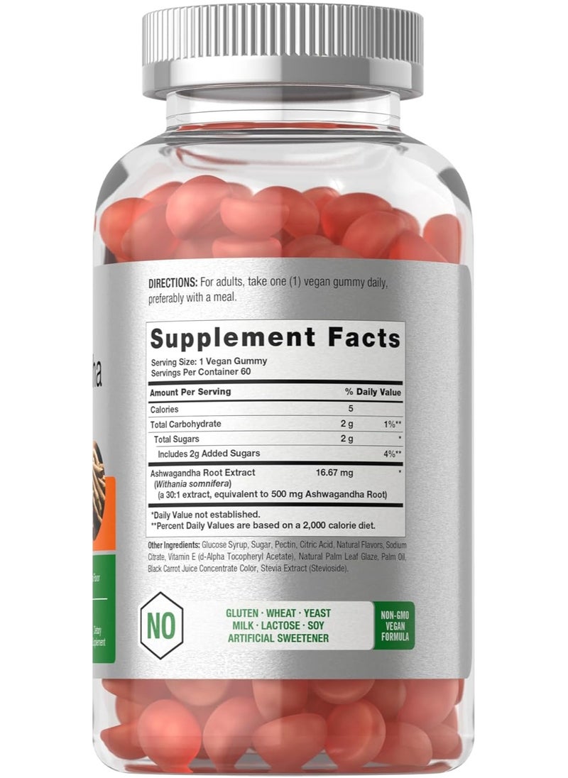 Ashwagandha Gummies for Women and Men 60 Count Vegan, Non-GMO, Gluten Free Supplement Tropical Flavor