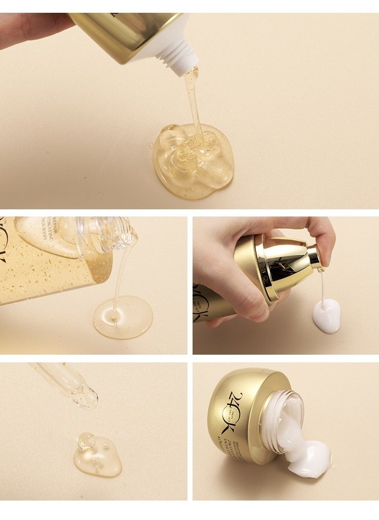 24K Gold Skincare Set  Gentle Cleansing, Deep Nourishment & Radiant Skin