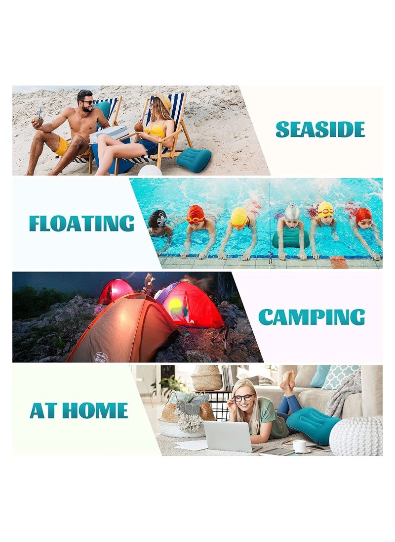 Inflatable Travel Pillow, Ultralight Camping Compressible Ergonomic Pillow for Neck Lumbar Support, Comfortable Head Support Hiking Office Nap (Malachite Green)