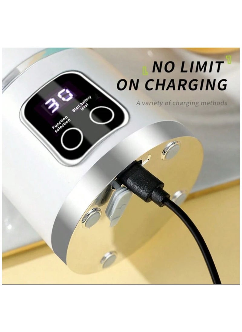 HS-860 Portable Blender, Personal Blender, Fruit Blender, Leak Proof Juicer, safety approved, dual functional, charging display with rechargeable battery [1300mah], Ice Crusher with Stainless Steel Blades, home and outdoor.