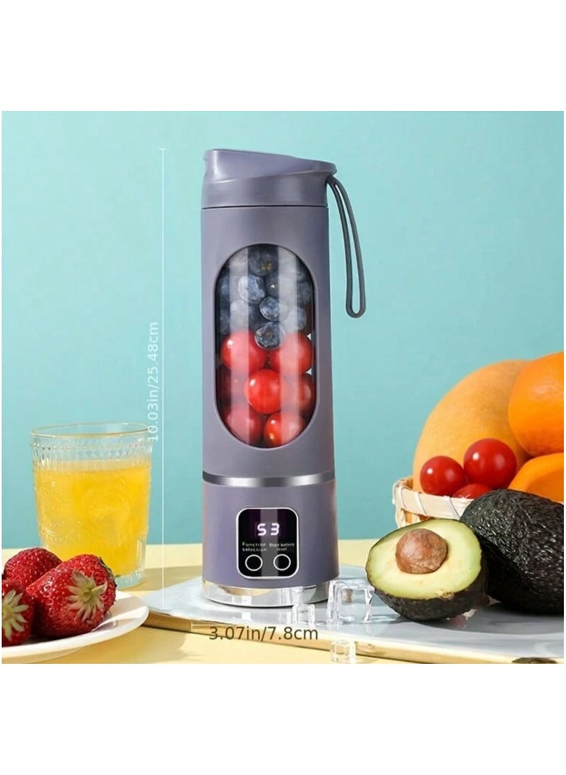 HS-860 Portable Blender, Personal Blender, Fruit Blender, Leak Proof Juicer, safety approved, dual functional, charging display with rechargeable battery [1300mah], Ice Crusher with Stainless Steel Blades, home and outdoor.