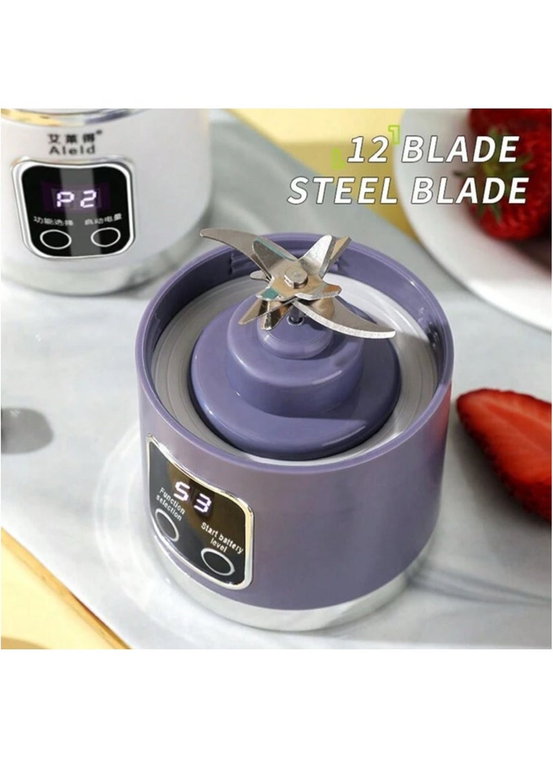 HS-860 Portable Blender, Personal Blender, Fruit Blender, Leak Proof Juicer, safety approved, dual functional, charging display with rechargeable battery [1300mah], Ice Crusher with Stainless Steel Blades, home and outdoor.