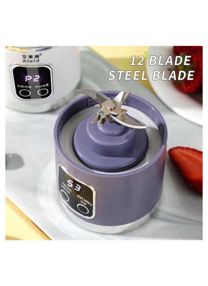 HS-860 Portable Blender, Personal Blender, Fruit Blender, Leak Proof Juicer, safety approved, dual functional, charging display with rechargeable battery [1300mah], Ice Crusher with Stainless Steel Blades, home and outdoor.