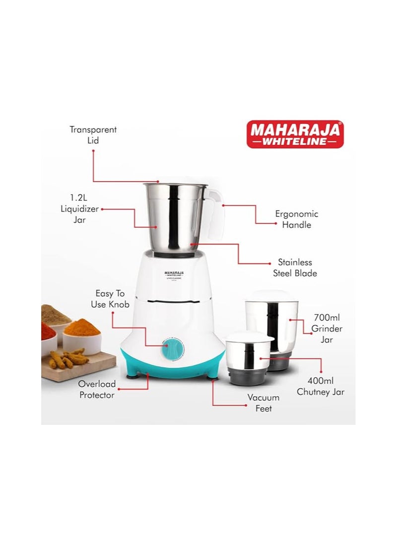 Maharaja Whiteline Livo Classic Mixer Grinder, 500W