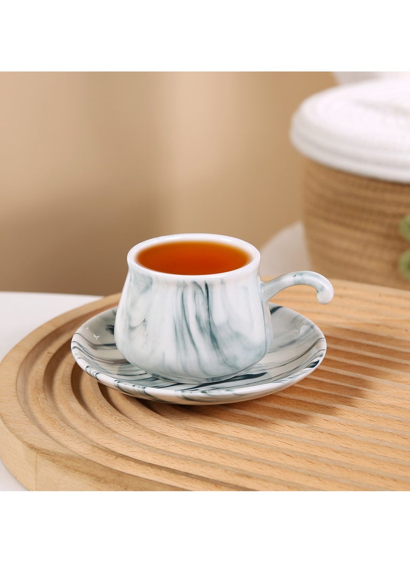 6 Sets of Luxurious Ceramic Turkish Arabic Coffee Cup Tea Cup Set Marble Pattern