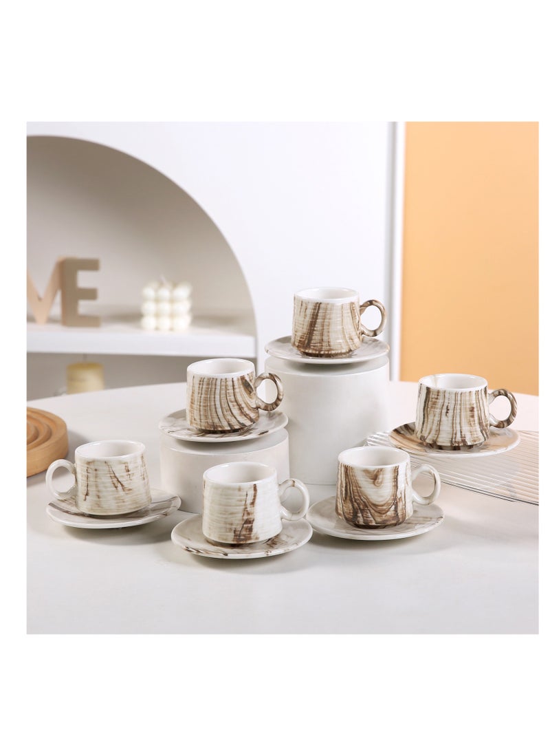 6 Sets of Luxurious Ceramic Turkish Arabic Coffee Cup Tea Cup Set Marble Pattern