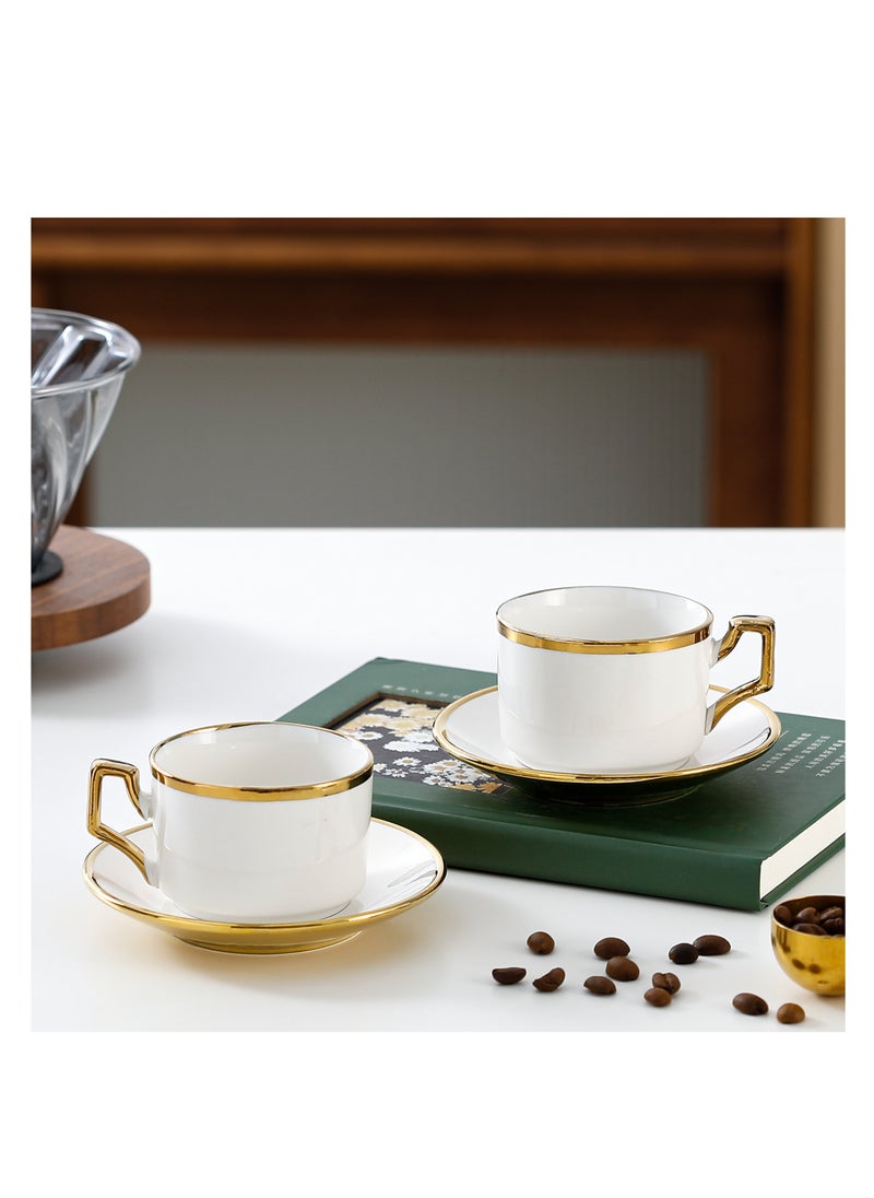 6 Sets Of Luxury Porcelain Turkish Coffee Cup Set  Elegant Gold-Plated Design  Modern Espresso Cup Set for Home Gift Premium Ceramic Tea Cups for Arabic White and Gold Design