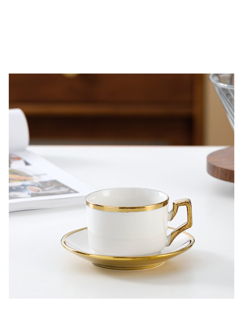 6 Sets Of Luxury Porcelain Turkish Coffee Cup Set  Elegant Gold-Plated Design  Modern Espresso Cup Set for Home Gift Premium Ceramic Tea Cups for Arabic White and Gold Design