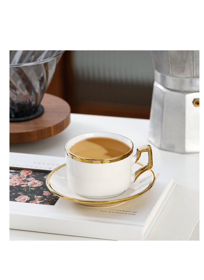 6 Sets Of Luxury Porcelain Turkish Coffee Cup Set  Elegant Gold-Plated Design  Modern Espresso Cup Set for Home Gift Premium Ceramic Tea Cups for Arabic White and Gold Design