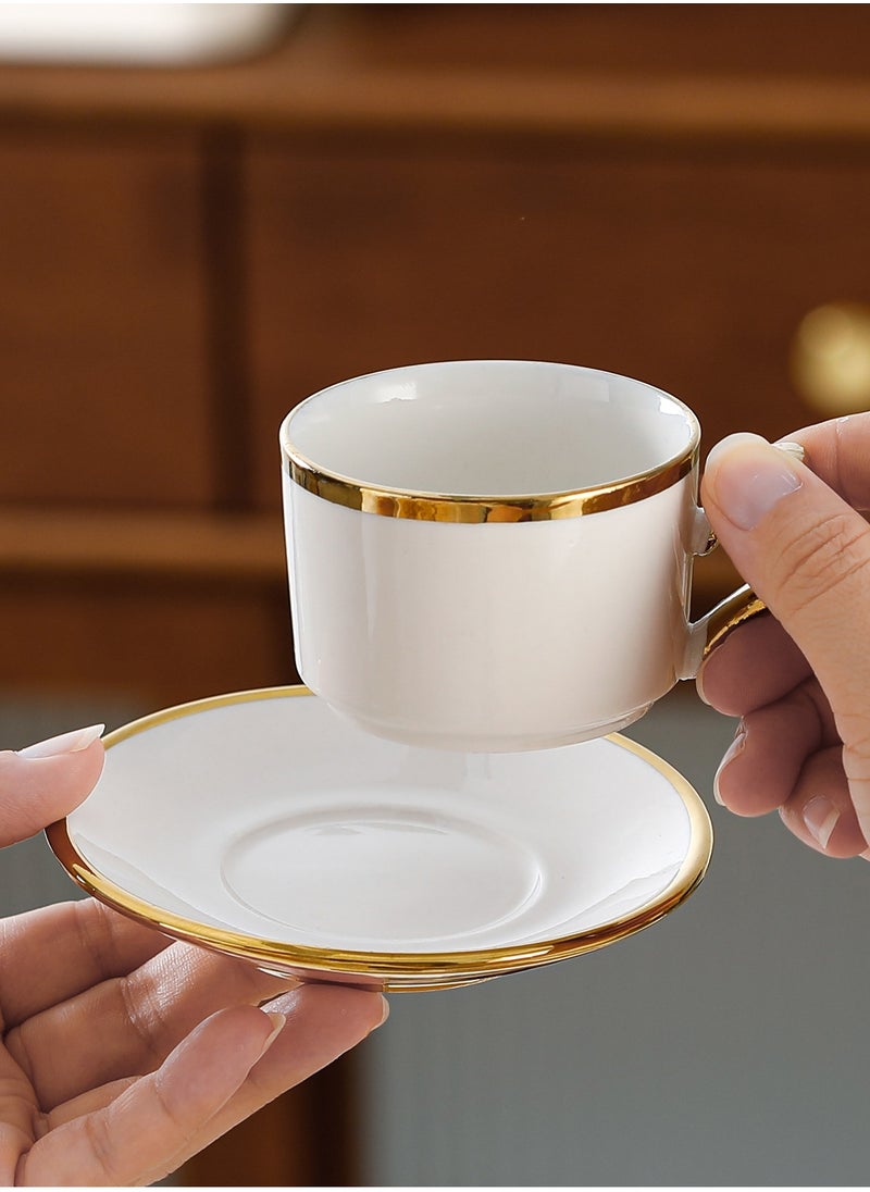 6 Sets Of Luxury Porcelain Turkish Coffee Cup Set  Elegant Gold-Plated Design  Modern Espresso Cup Set for Home Gift Premium Ceramic Tea Cups for Arabic White and Gold Design