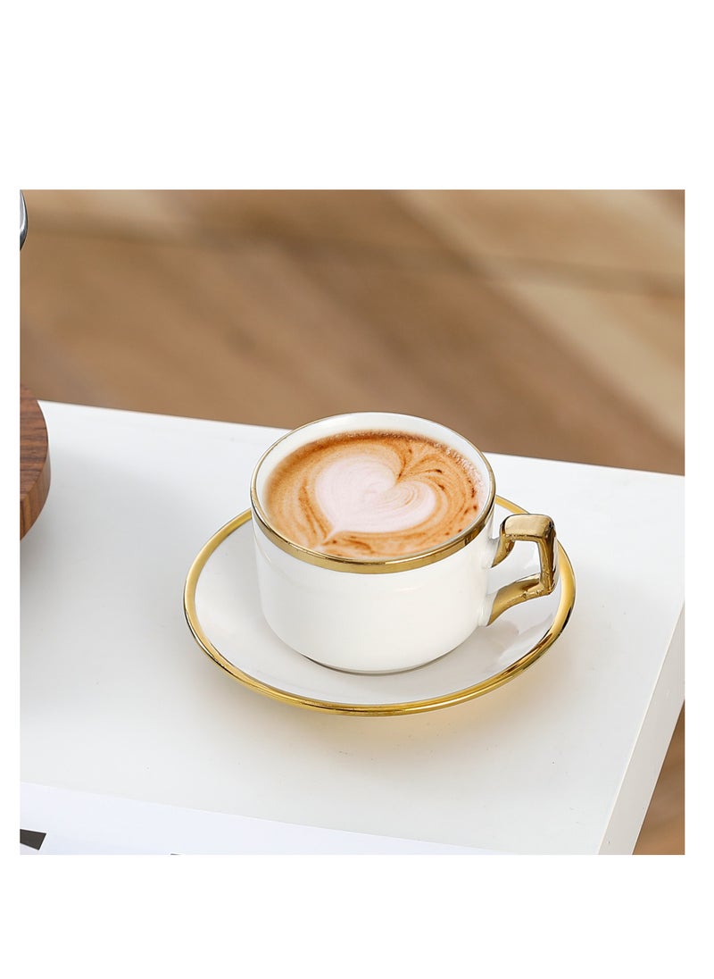 6 Sets Of Luxury Porcelain Turkish Coffee Cup Set  Elegant Gold-Plated Design  Modern Espresso Cup Set for Home Gift Premium Ceramic Tea Cups for Arabic White and Gold Design