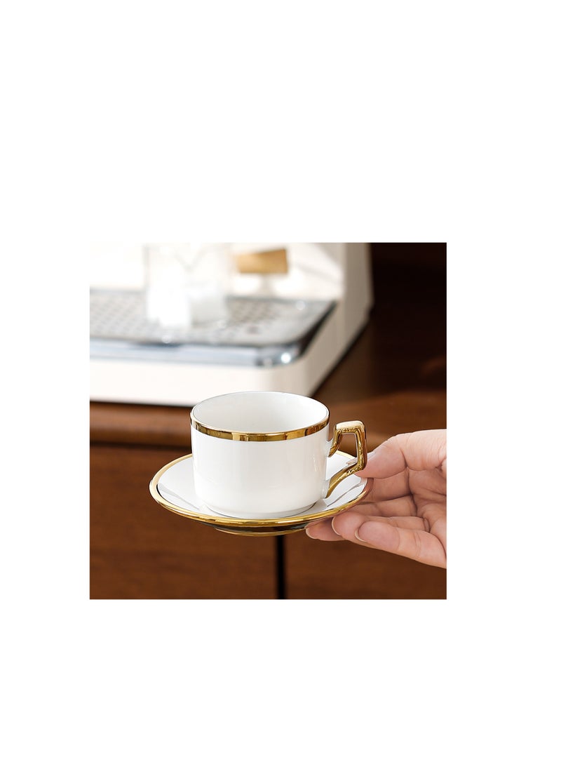 6 Sets Of Luxury Porcelain Turkish Coffee Cup Set  Elegant Gold-Plated Design  Modern Espresso Cup Set for Home Gift Premium Ceramic Tea Cups for Arabic White and Gold Design
