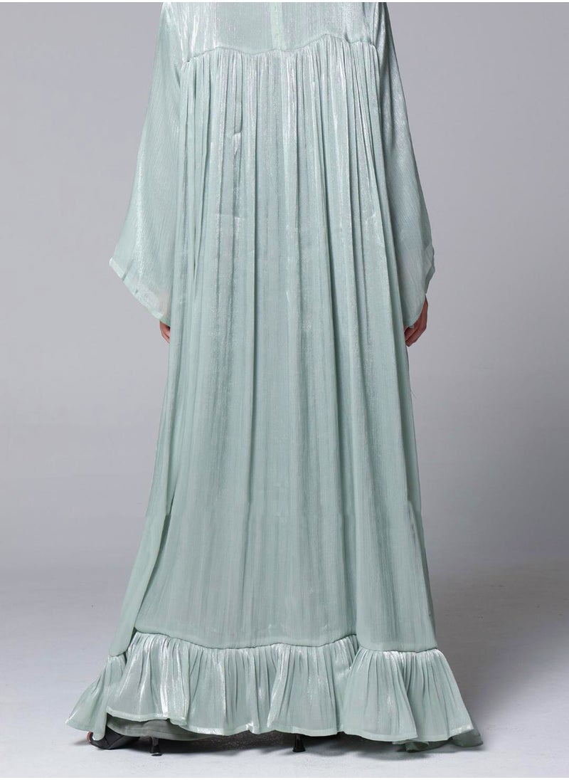 Elegant Light Blue Organza Fabric Modern Abaya