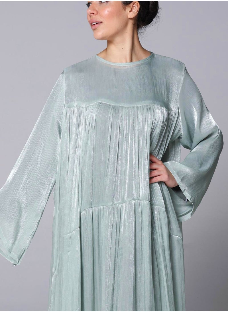 Elegant Light Blue Organza Fabric Modern Abaya