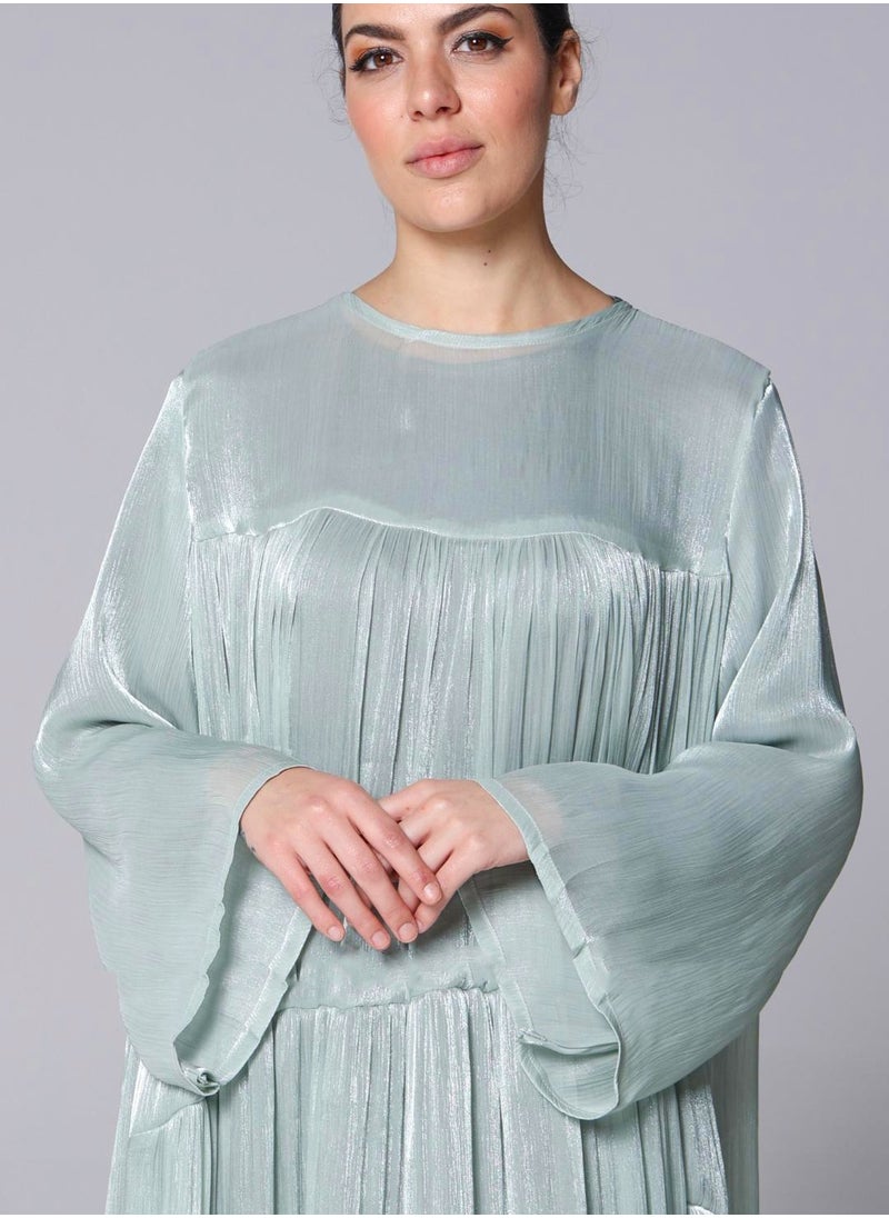 Elegant Light Blue Organza Fabric Modern Abaya