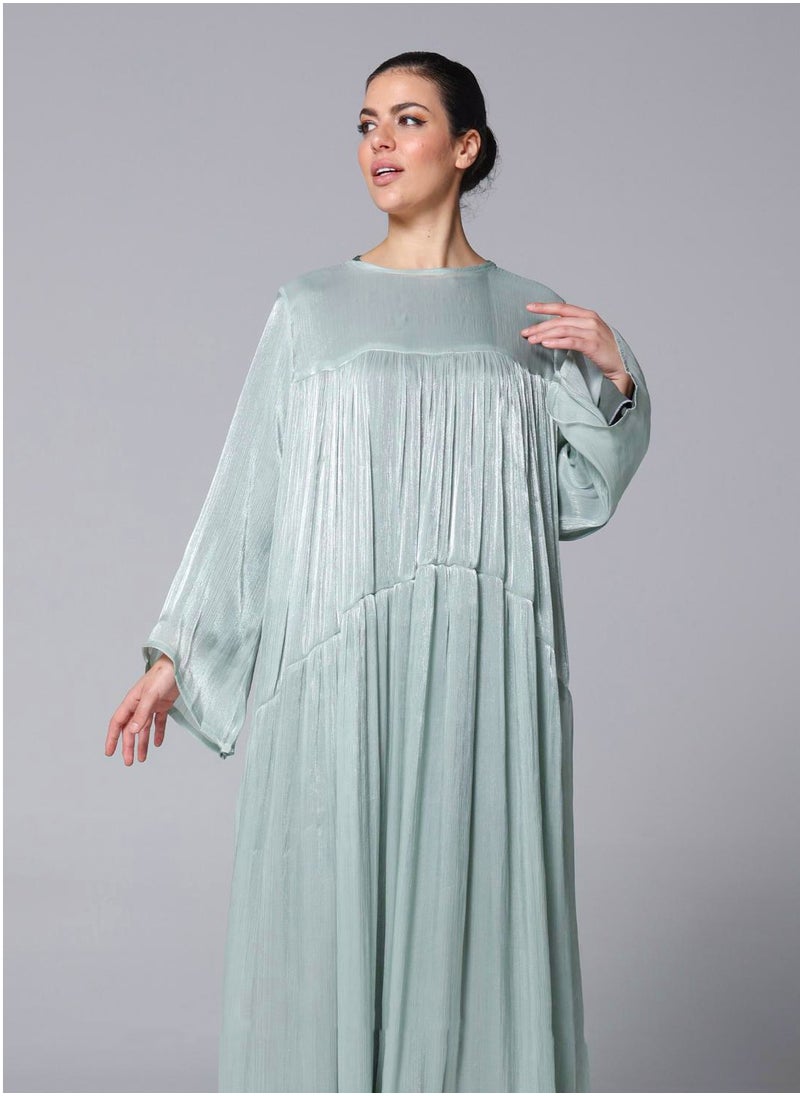 Elegant Light Blue Organza Fabric Modern Abaya