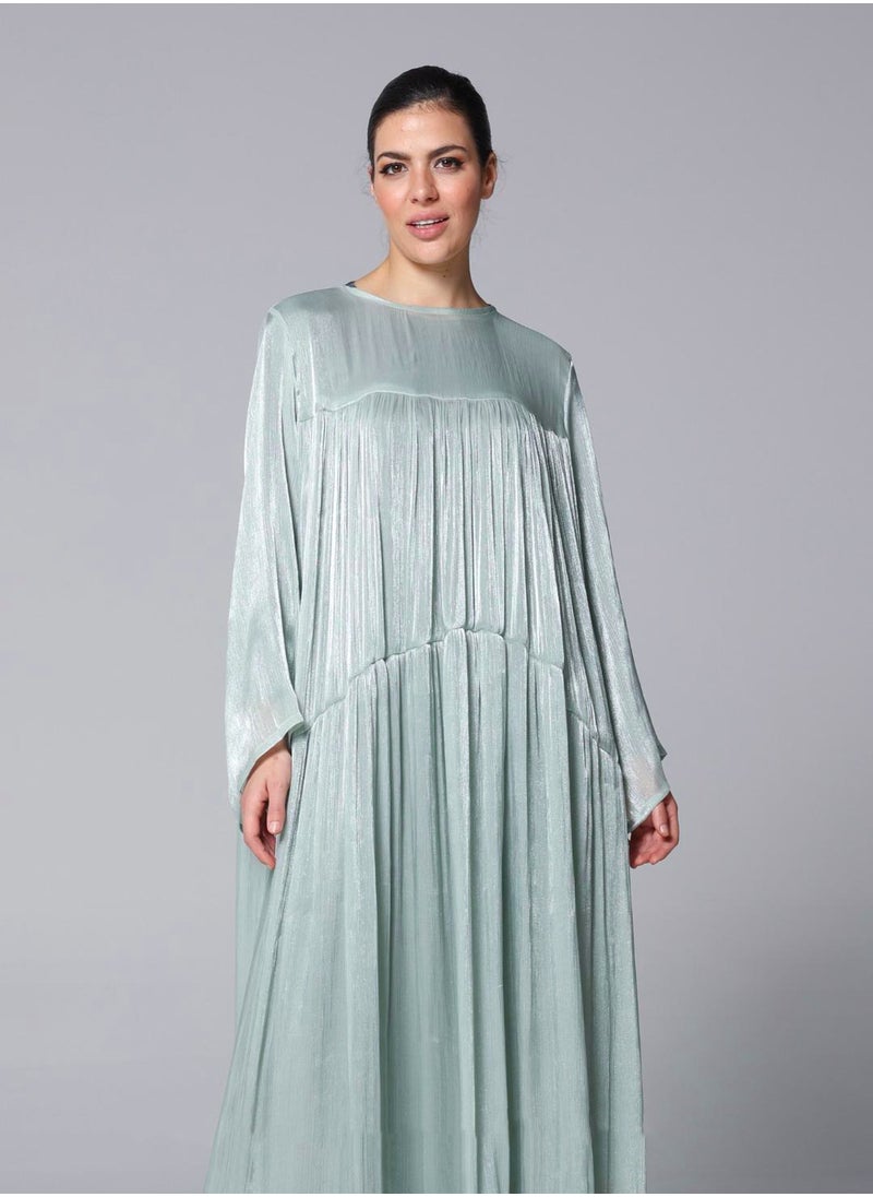 Elegant Light Blue Organza Fabric Modern Abaya