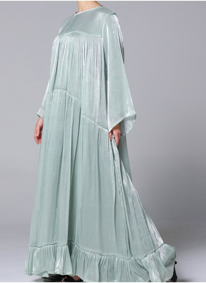 Elegant Light Blue Organza Fabric Modern Abaya