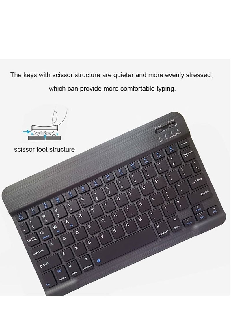 Rechargeable Bluetooth Keyboard and Mouse Combo Ultra-Slim Portable Compact Wireless Mouse Keyboard Set for Android Windows Tablet Cell Phone iPhone iPad Pro Air Mini, iPad OS/iOS 13 and above (Black)