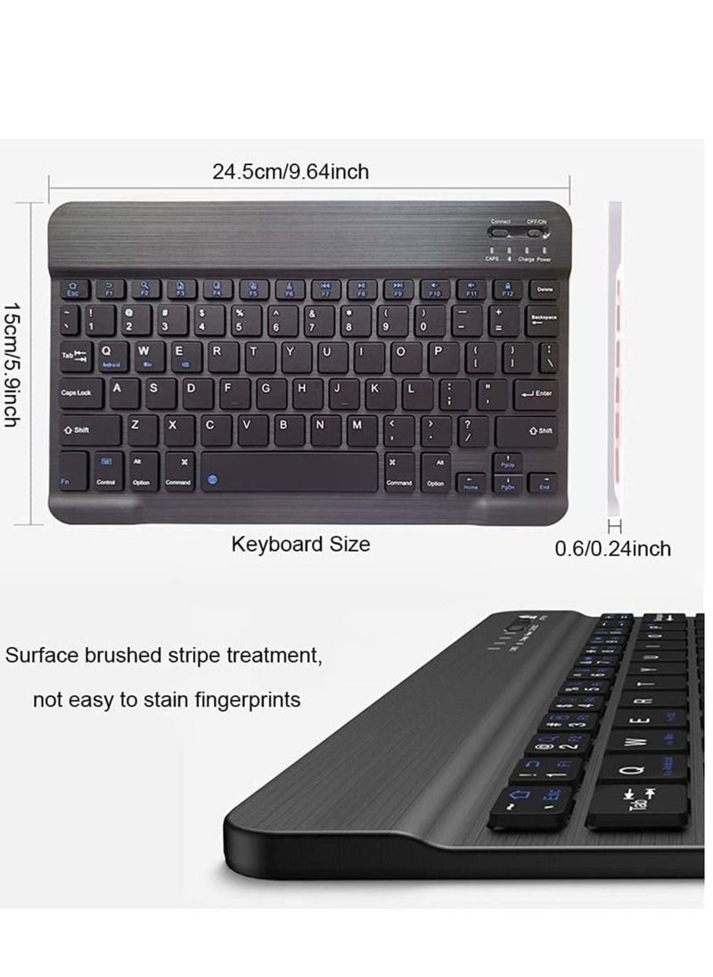 Rechargeable Bluetooth Keyboard and Mouse Combo Ultra-Slim Portable Compact Wireless Mouse Keyboard Set for Android Windows Tablet Cell Phone iPhone iPad Pro Air Mini, iPad OS/iOS 13 and above (Black)