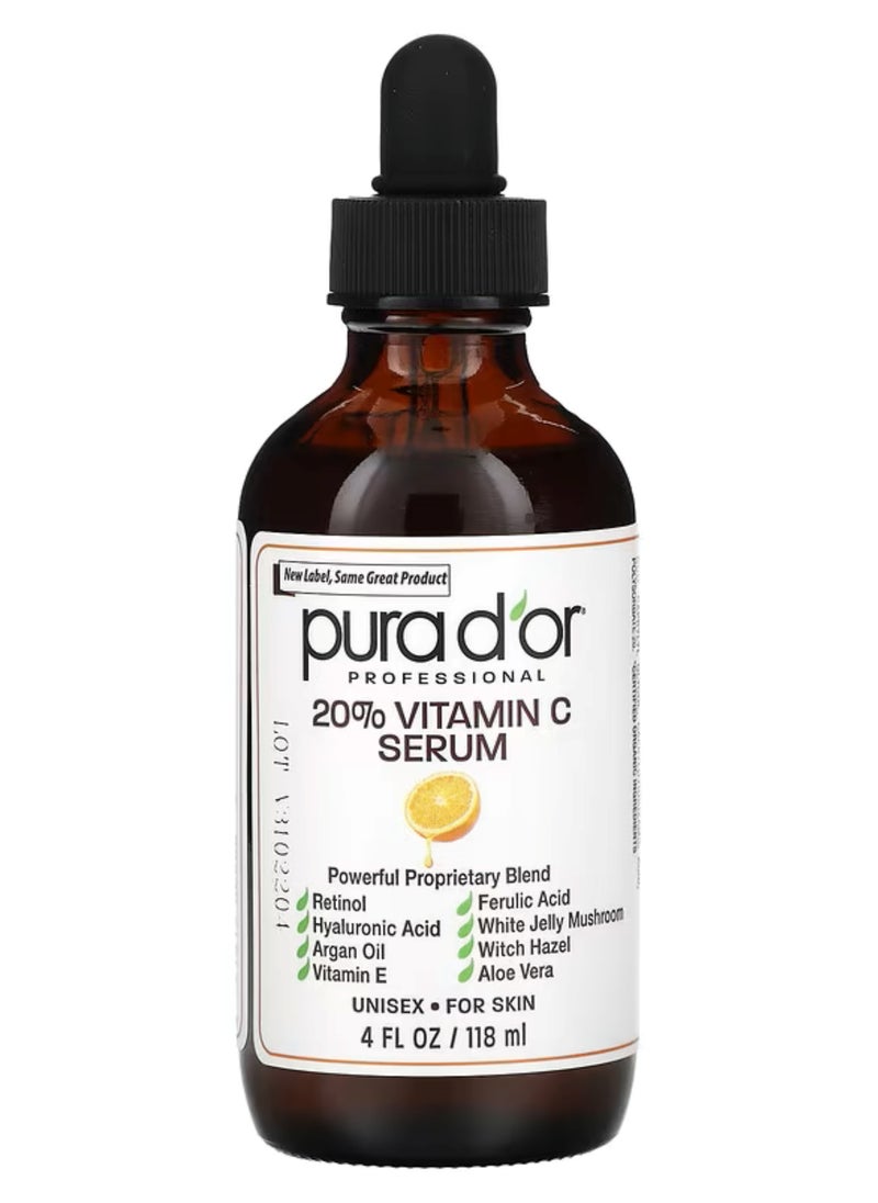Pura D'or, Professional, 20% Vitamin C Serum, 4 fl oz (118 ml)