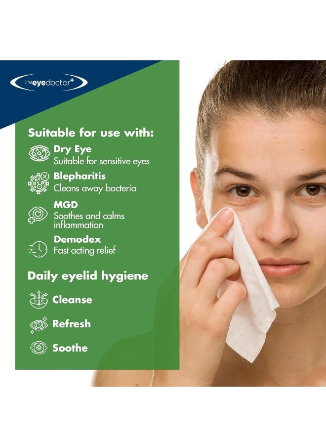 Tea Tree Eyelid Wipes - Suitable For Use With Blepharitis, Dry Eyes, Sensitive Eyes & Mgd - 80 X Biodegradable Tea Tree Eyelid Cleaning Wipes - Detergent And Preservative Free
