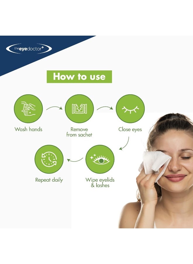 Tea Tree Eyelid Wipes - Suitable For Use With Blepharitis, Dry Eyes, Sensitive Eyes & Mgd - 80 X Biodegradable Tea Tree Eyelid Cleaning Wipes - Detergent And Preservative Free