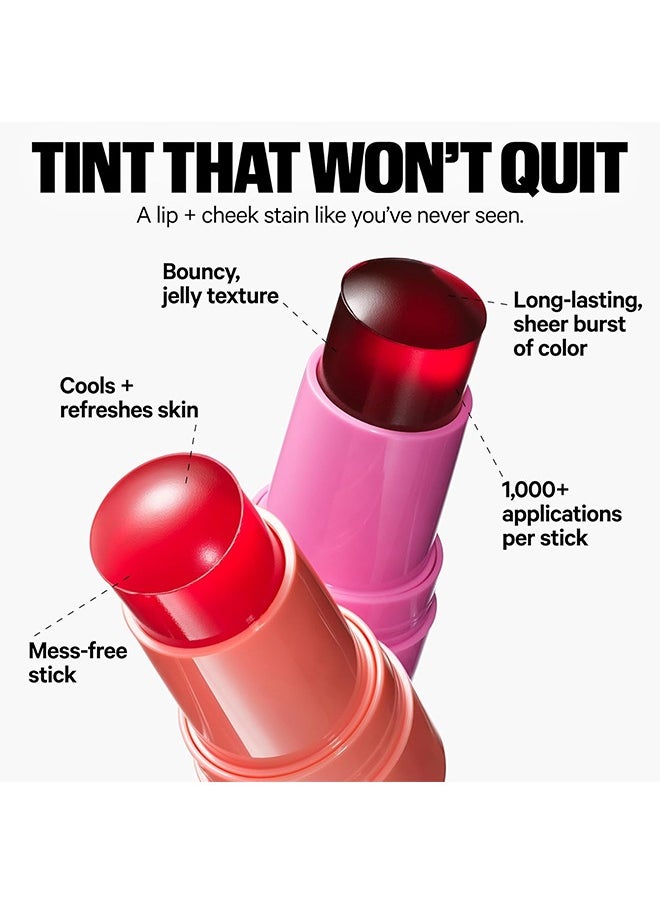 Cooling Water Jelly Tint Lip + Cheek Blush Stain, Blush Stick for Cheeks, Jelly Blush Stick, Longlasting Non-Stick, Paraben-Free, 0.17 oz (Burst)