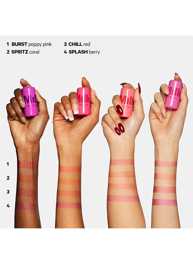 Cooling Water Jelly Tint Lip + Cheek Blush Stain, Blush Stick for Cheeks, Jelly Blush Stick, Longlasting Non-Stick, Paraben-Free, 0.17 oz (Burst)
