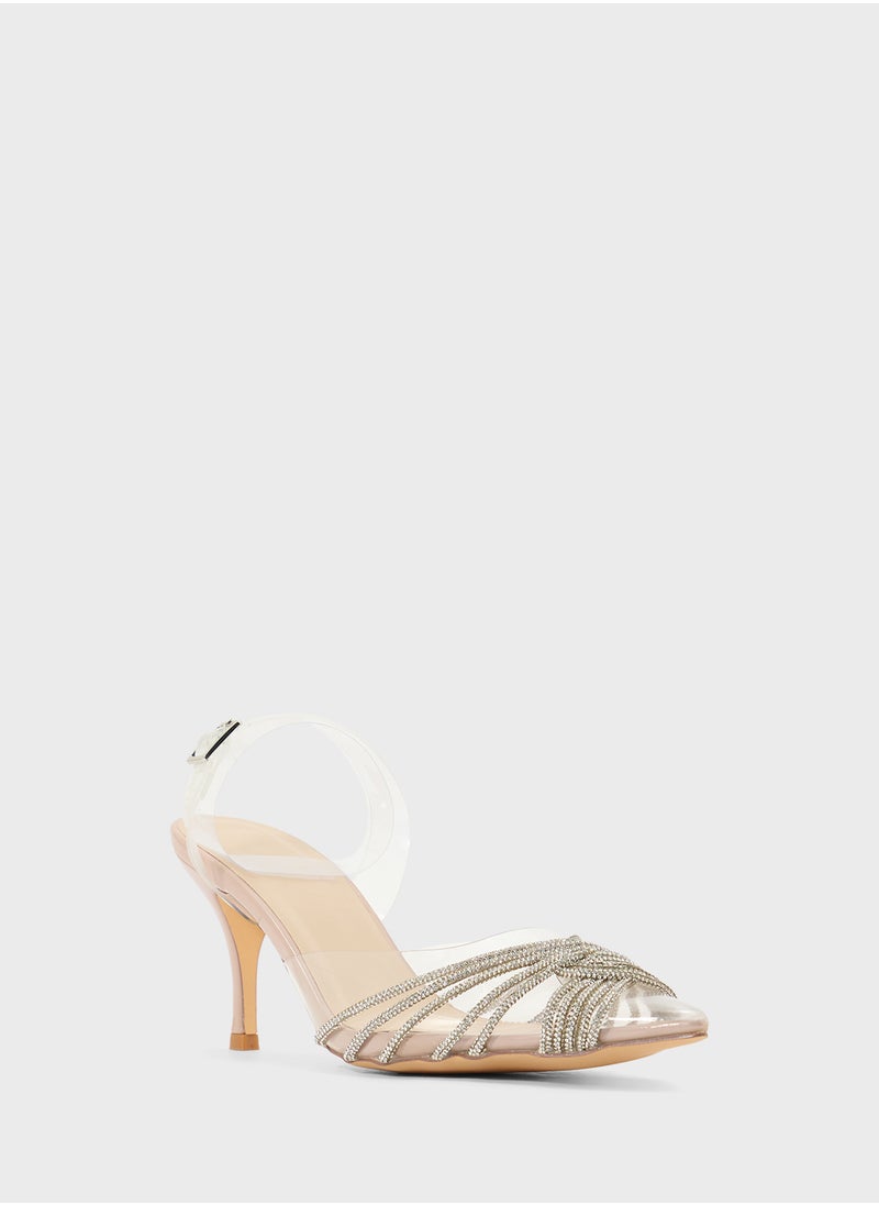 Diamante Embilleshed Pointy Pump
