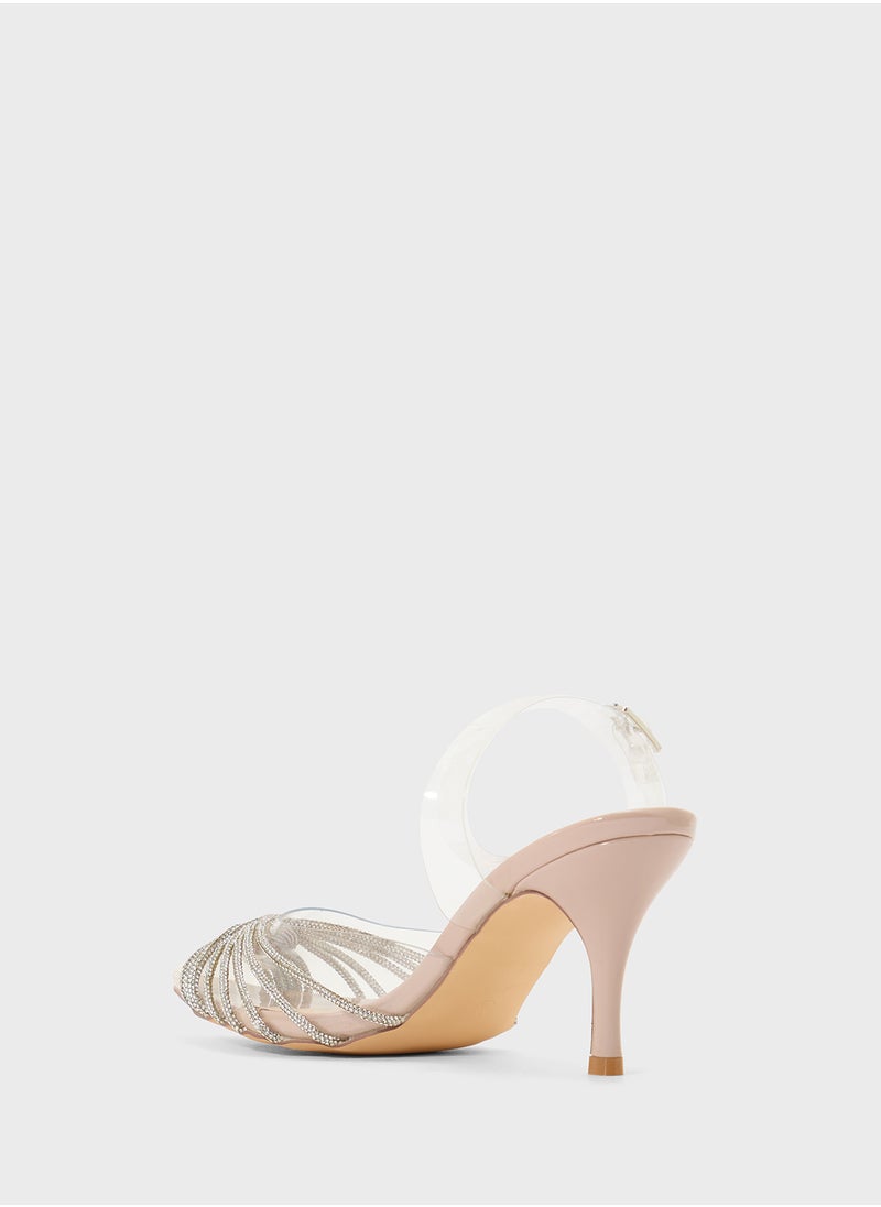 Diamante Embilleshed Pointy Pump