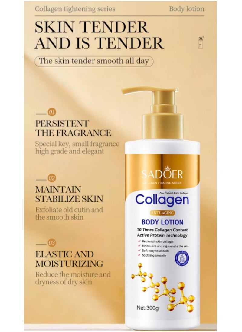 Collagen Anti Wrinkle Body Lotion, Nourishing Whitening Moisturizing Skin Care Cream, Fast Absorbing Anti Ageing, Smooth And Soft Skin Repair Cream To Remove Darkness 300g