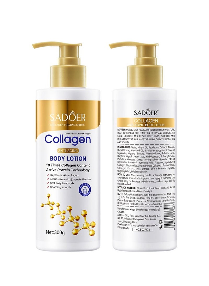 Collagen Anti Wrinkle Body Lotion, Nourishing Whitening Moisturizing Skin Care Cream, Fast Absorbing Anti Ageing, Smooth And Soft Skin Repair Cream To Remove Darkness 300g