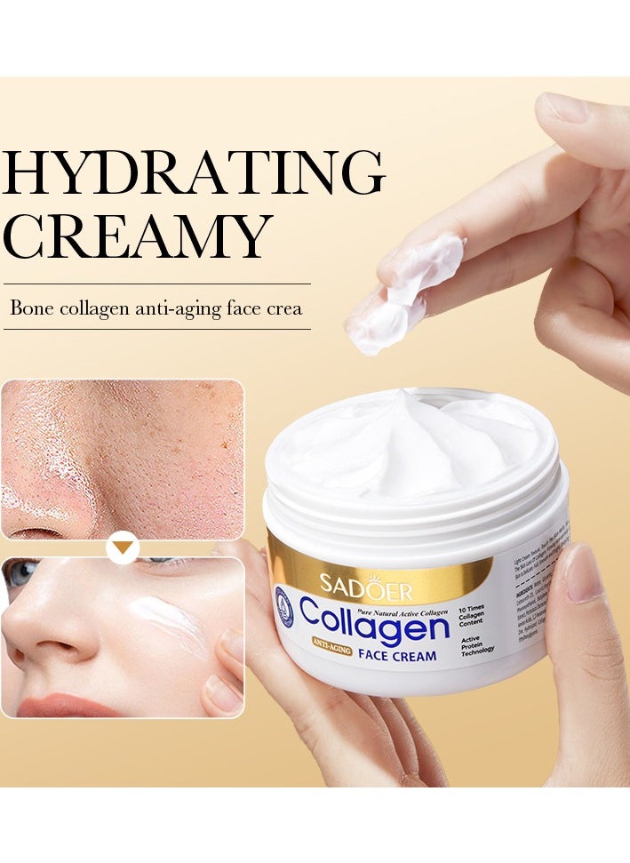 Anti-Wrinkle Collagen Cream, Moisturizing Nourishing Whitening Anti-Wrinkle Cream, Fast Absorbing Anti-Aging 100g