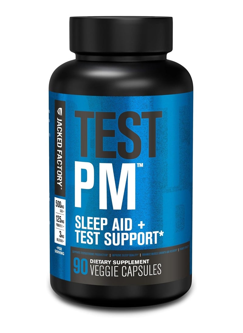 Test PM Testosterone Booster & Sleep Aid Supplement for Men, Promote Recovery, Muscle Growth, 90 Natural Veggie Pills - 60 Count