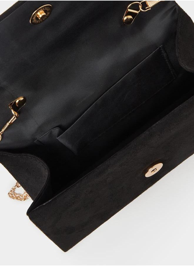 Embellished Stone Handbag with Chain Strap