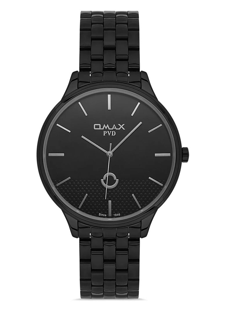 Omax Men's Luxury Wrist Watch, Watches for Men, Stainless Watches, Silver Steel Band, Black Dial, Waterproof Watch, 1 Year Warranty