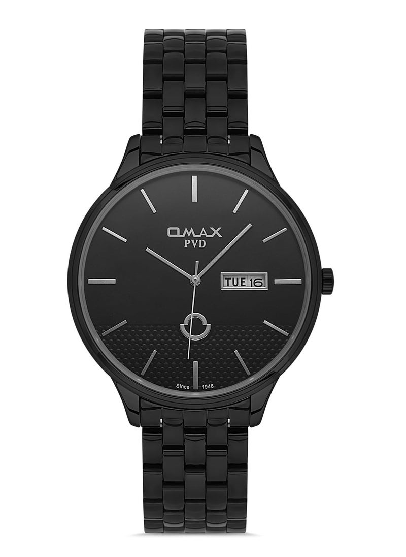 Omax Men's Luxury Wristwatch, Watches for Men, Stainless Watches, Silver Steel Band, Black Date & Time Dial, Waterproof Watch, 1 Year Warranty