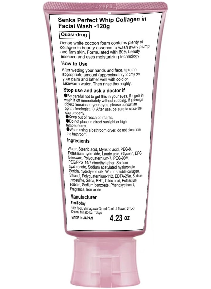Senka Perfect Whip Collagen in Facial Wash120g ,Pack of 2