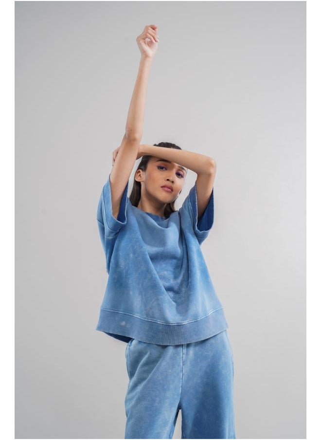 Denim Wash 100% Cotton Terry Sweatshirt