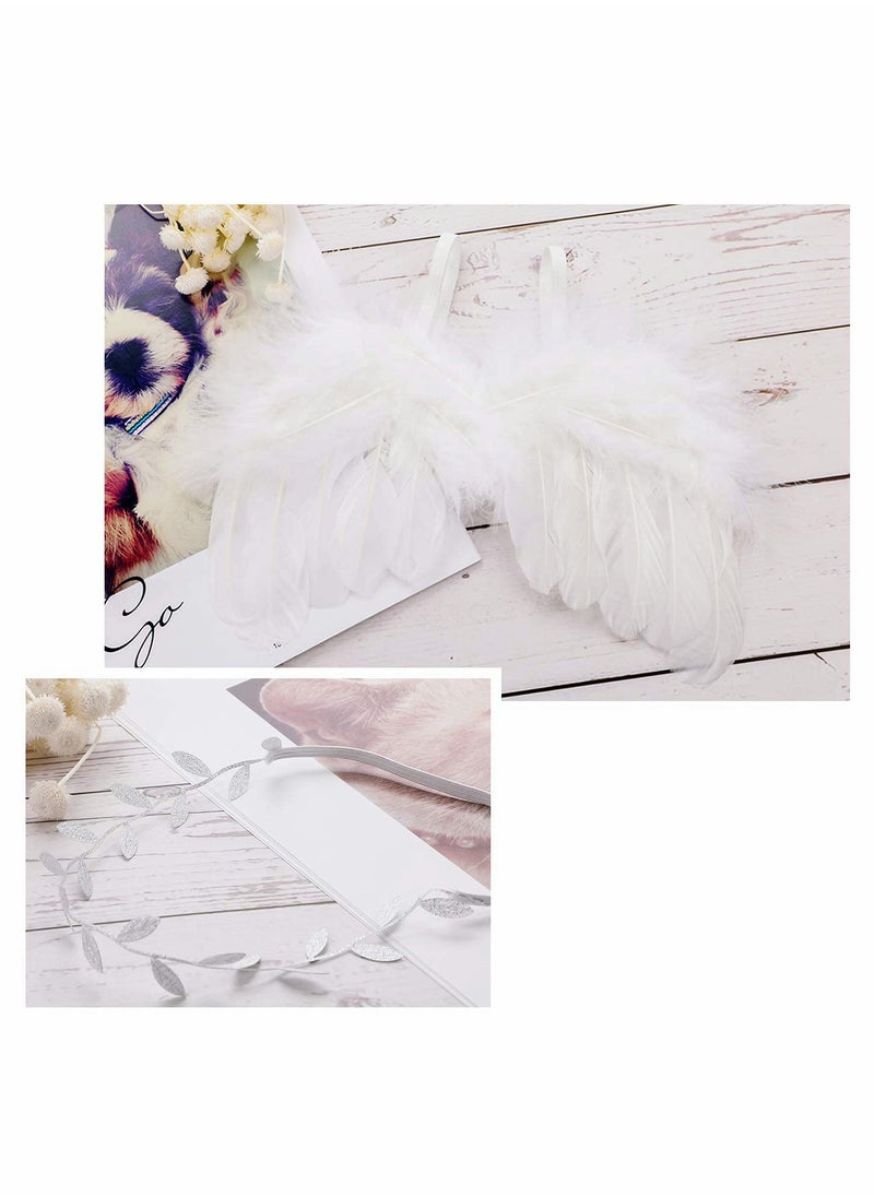 Newborn Baby Photography Prop Outfits Feather Wings with Headband Set