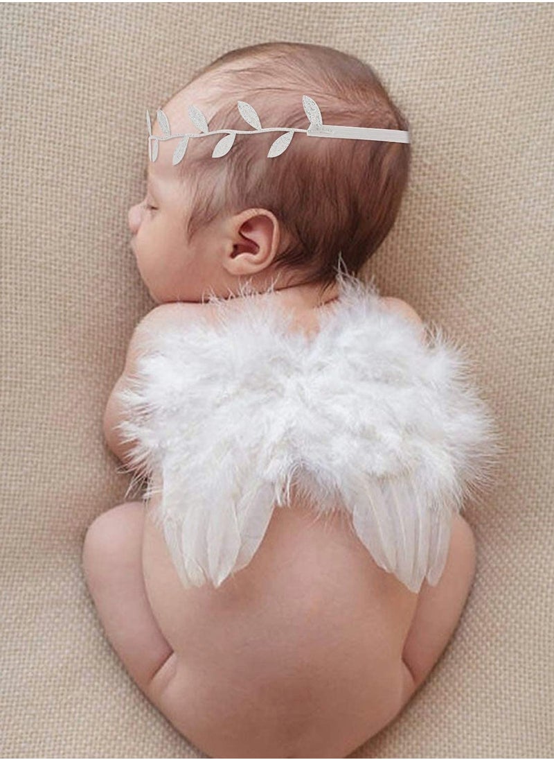 Newborn Baby Photography Prop Outfits Feather Wings with Headband Set