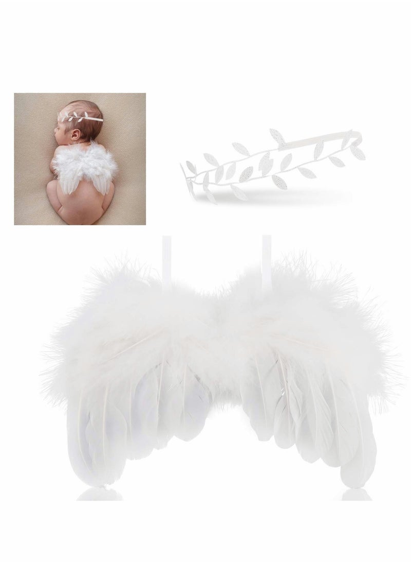 Newborn Baby Photography Prop Outfits Feather Wings with Headband Set